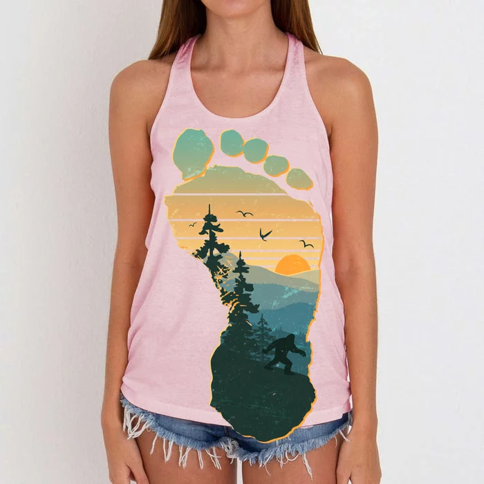 Bigfoot Wilderness Footprint Women's Knotted Racerback Tank