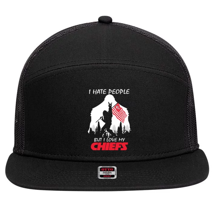 Bigfoot I Hate People But I Love My Kansas City 7 Panel Mesh Trucker Snapback Hat