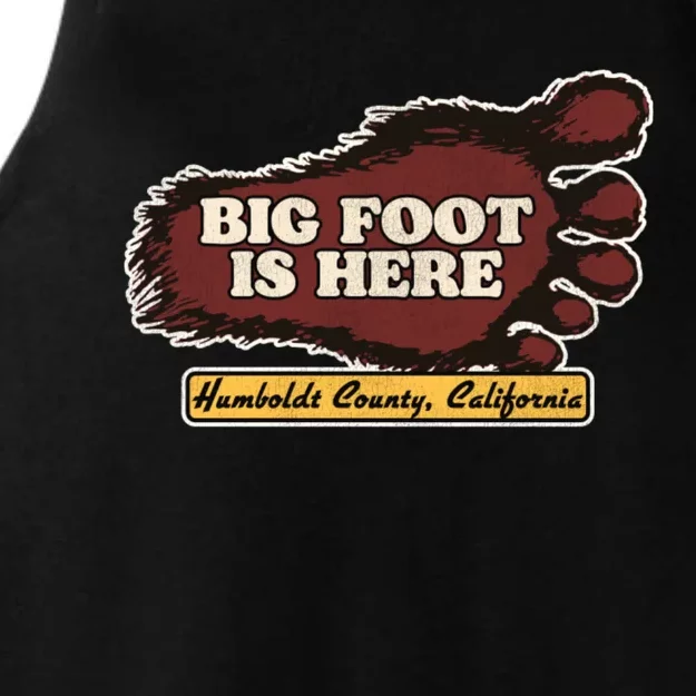 Bigfoot Is Here! Sasquatch Cryptozoology Ladies Tri-Blend Wicking Tank