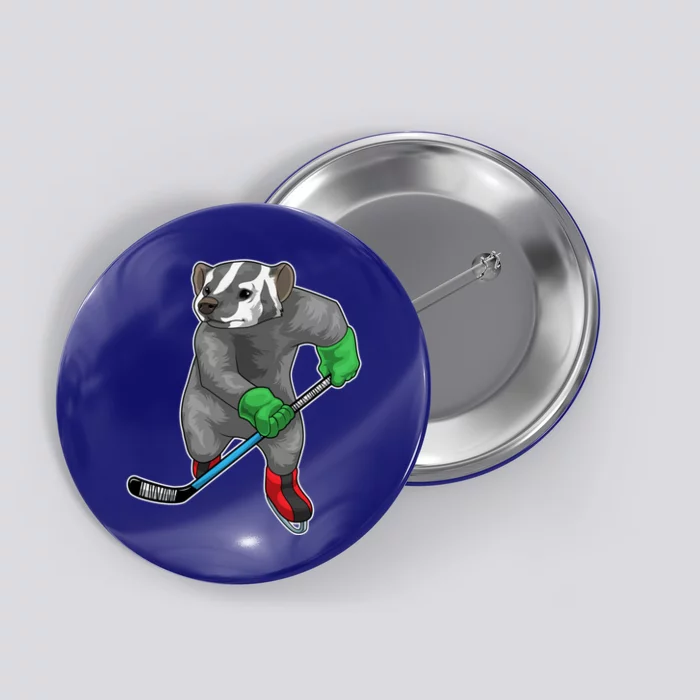 Badger Ice Hockey Ice Hockey Stick Sports Funny Gift Button