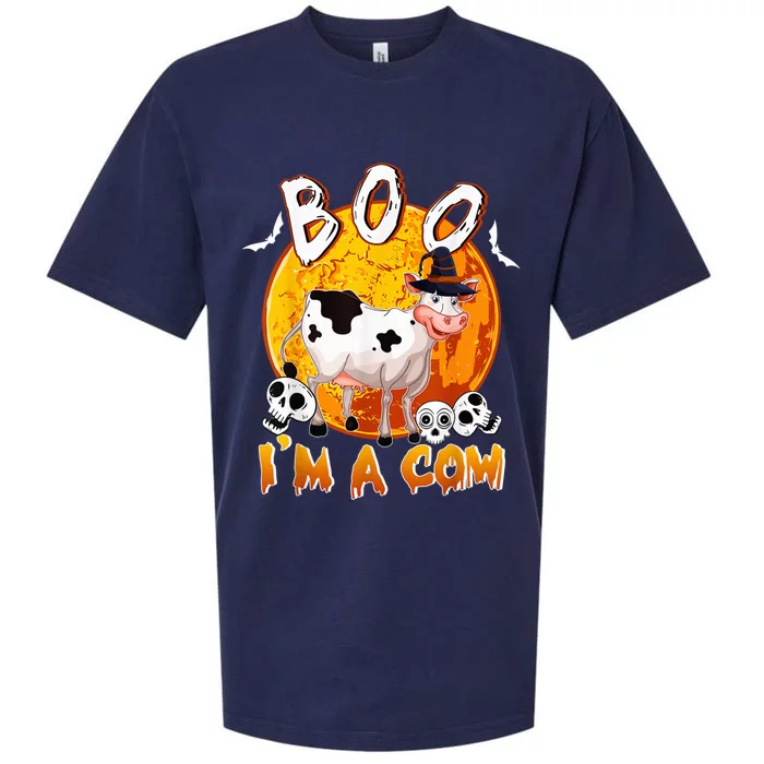 Boo I'm Halloween Cow Cute Cow Wearing Witch's Hat Skulls Sueded Cloud Jersey T-Shirt