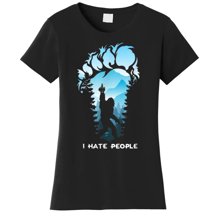 Bigfoot I Hate People Bigfoot Camping Watercolor Women's T-Shirt