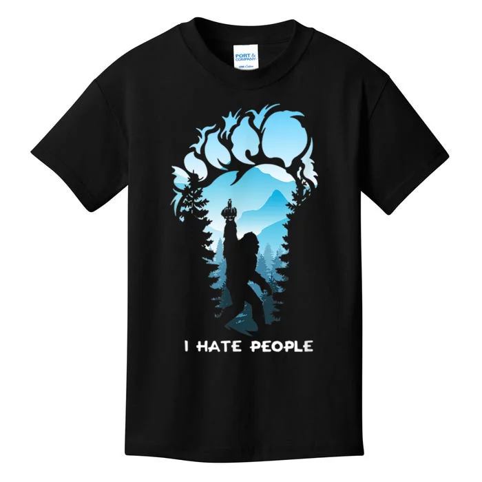 Bigfoot I Hate People Bigfoot Camping Watercolor Kids T-Shirt