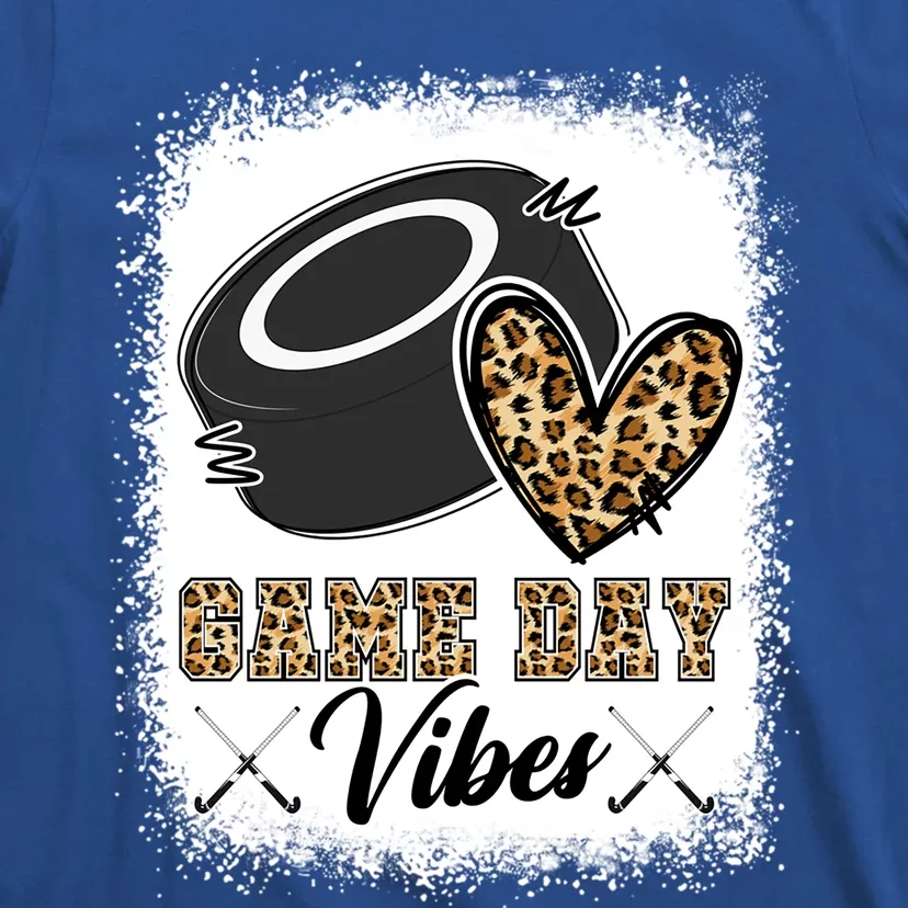 Bleached Ice Hockey Game Day Vibes Leopard Game Day Gift T-Shirt