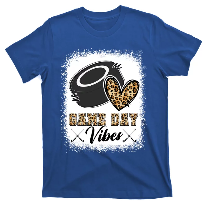 Bleached Ice Hockey Game Day Vibes Leopard Game Day Gift T-Shirt