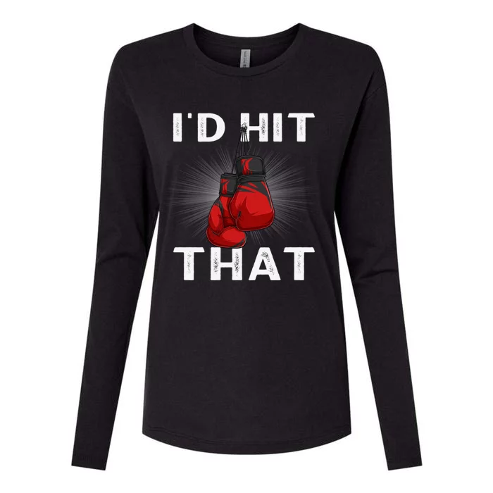 Boxing I'd Hit That Boxing Gloves Martial Artist Cute Gift Womens Cotton Relaxed Long Sleeve T-Shirt