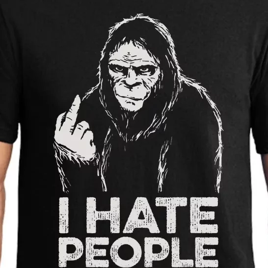 Bigfoot I Hate People Sasquatch Middle Finger Pajama Set