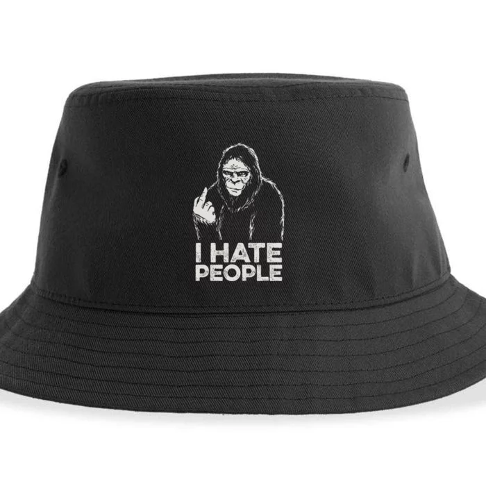 Bigfoot I Hate People Funny Sasquatch Middle Finger Sustainable Bucket Hat