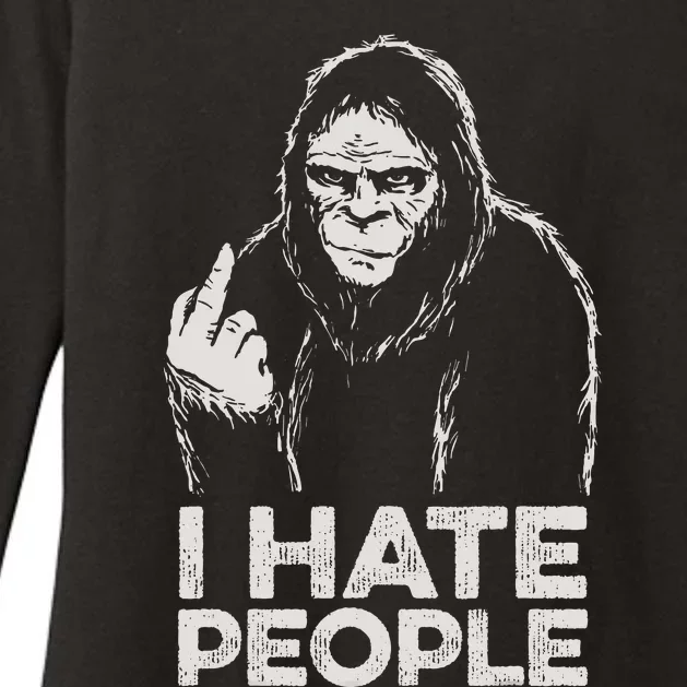 Bigfoot I Hate People Funny Sasquatch Middle Finger Womens CVC Long Sleeve Shirt