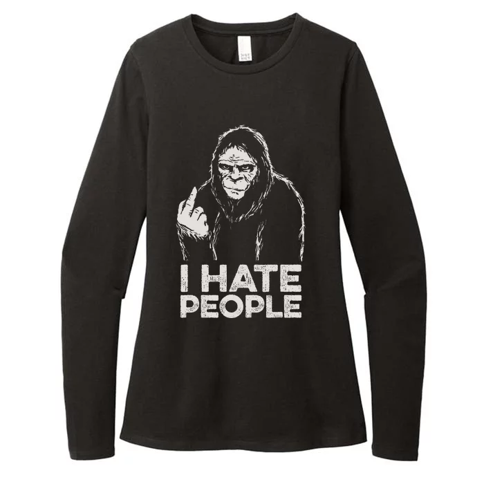 Bigfoot I Hate People Funny Sasquatch Middle Finger Womens CVC Long Sleeve Shirt