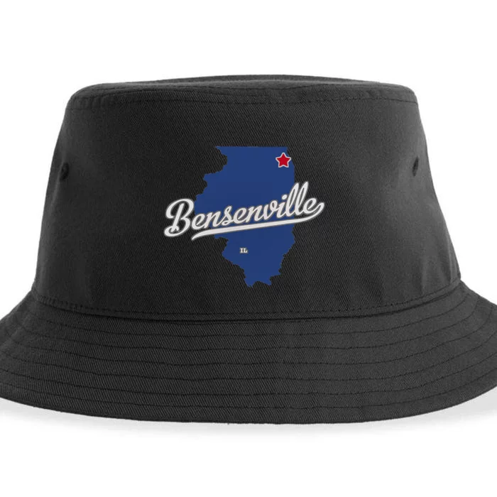 Bensenville Illinois IL Map Sustainable Bucket Hat