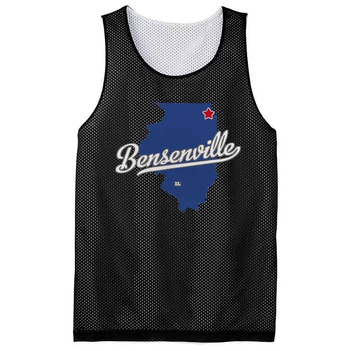 Bensenville Illinois IL Map Mesh Reversible Basketball Jersey Tank