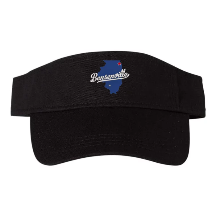 Bensenville Illinois IL Map Valucap Bio-Washed Visor