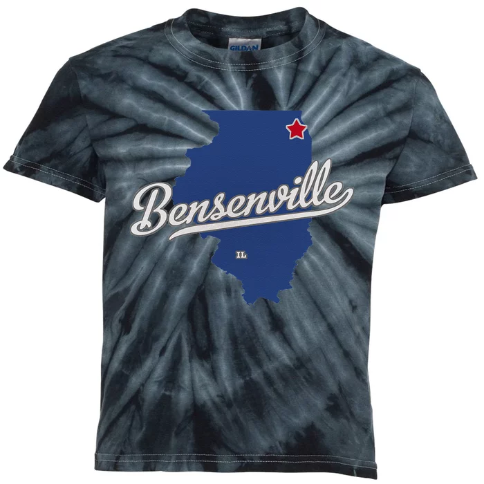 Bensenville Illinois IL Map Kids Tie-Dye T-Shirt