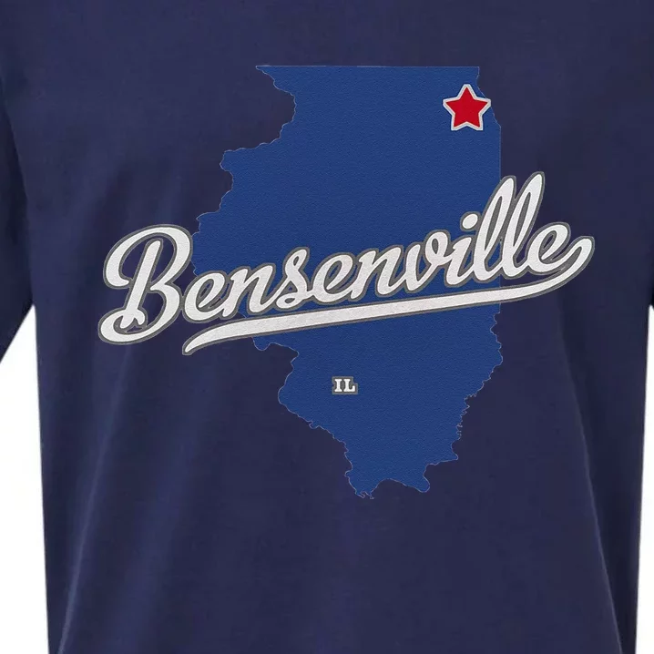 Bensenville Illinois IL Map Sueded Cloud Jersey T-Shirt