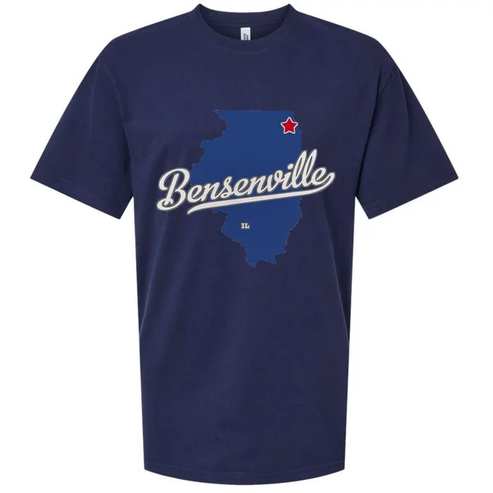 Bensenville Illinois IL Map Sueded Cloud Jersey T-Shirt