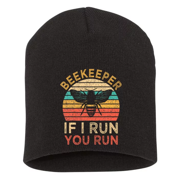 Beekeeper If I Run You Run Vintage Honeybees Short Acrylic Beanie