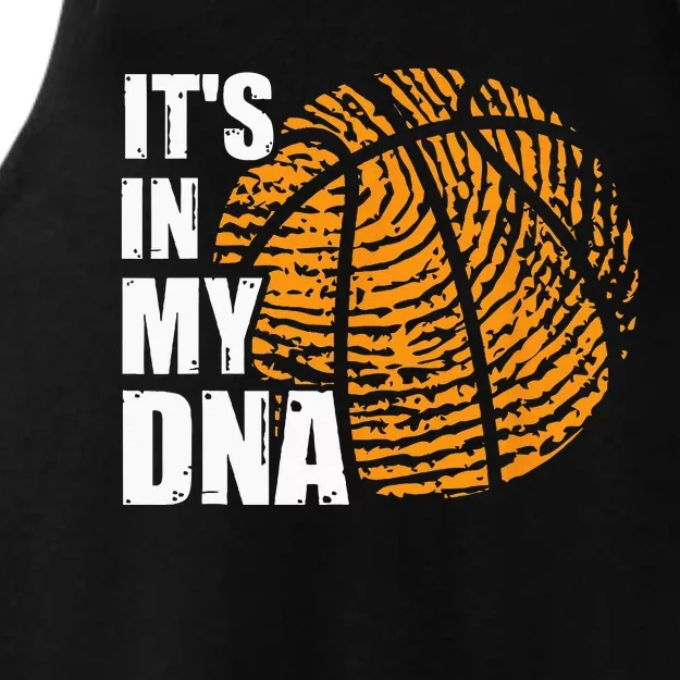 Basketball Its In My DNA Fingerprint Funny Basketball Ladies Tri-Blend Wicking Tank