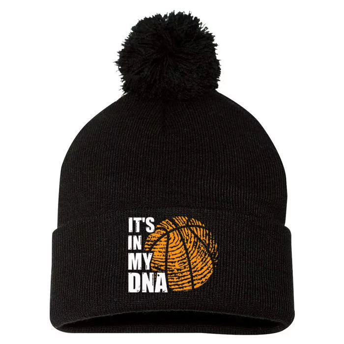 Basketball Its In My DNA Fingerprint Funny Basketball Pom Pom 12in Knit Beanie