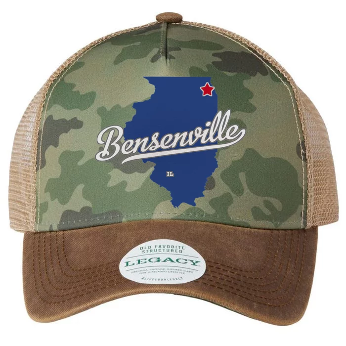 Bensenville Illinois IL Map Legacy Tie Dye Trucker Hat