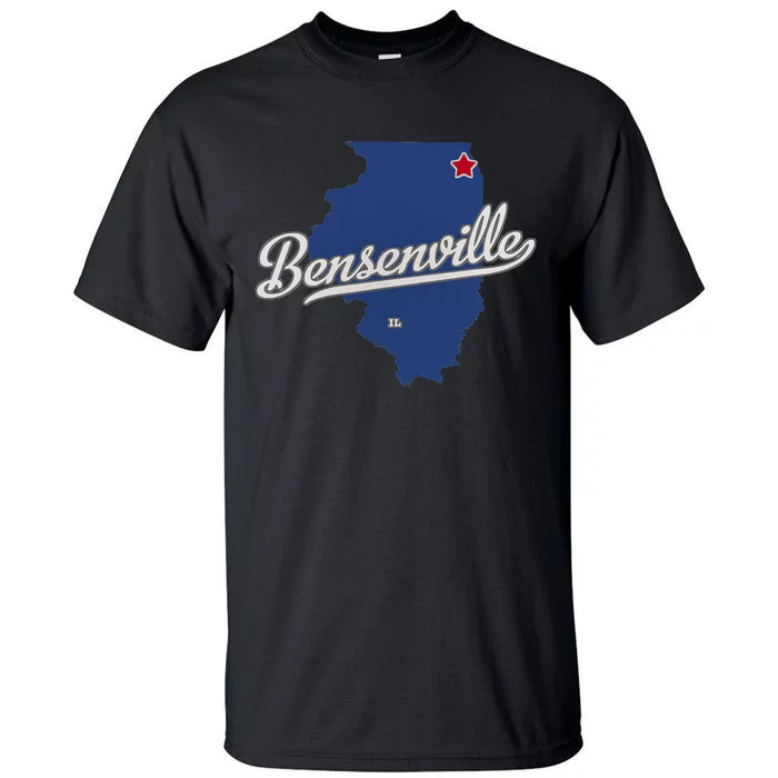 Bensenville Illinois IL Map Tall T-Shirt