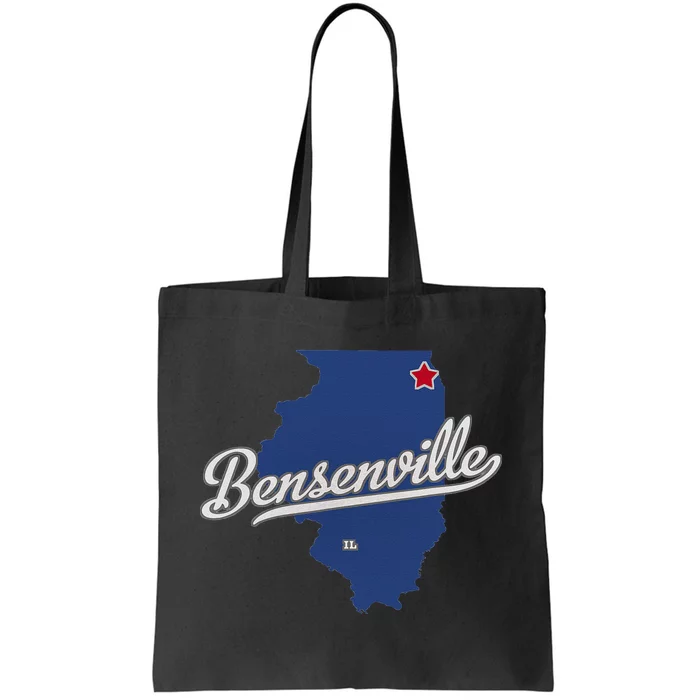 Bensenville Illinois IL Map Tote Bag