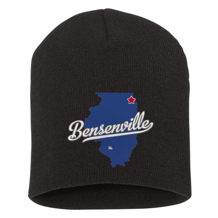 Bensenville Illinois IL Map Short Acrylic Beanie