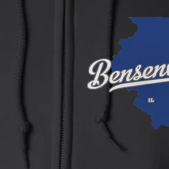 Bensenville Illinois IL Map Full Zip Hoodie