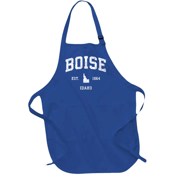 Boise Idaho Id Vintage Athletic Black Sports Full-Length Apron With Pocket