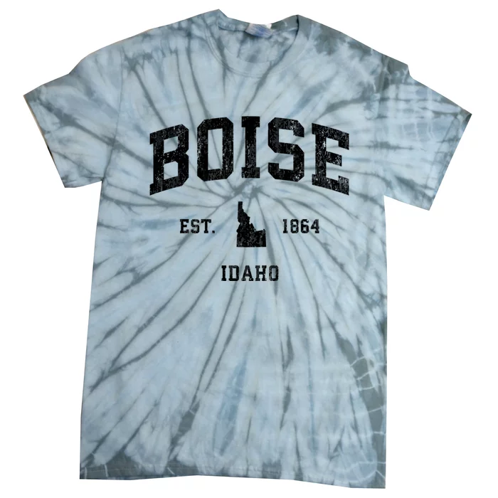 Boise Idaho Id Vintage Athletic Black Sports Tie-Dye T-Shirt