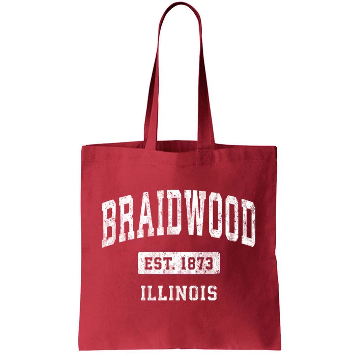 Braidwood Illinois Il Vintage Athletic Sports Tote Bag