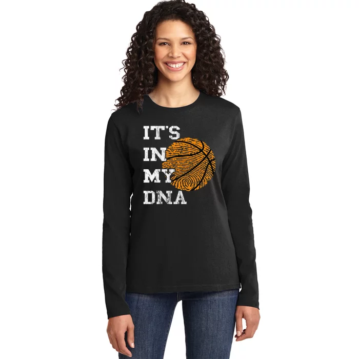 Basketball It's in my DNA for basketball players Ladies Long Sleeve Shirt