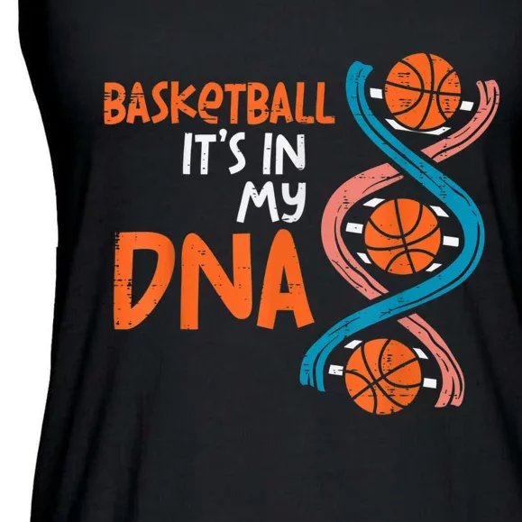 Basketball Is In My DNA Funny Coach Player Ladies Essential Flowy Tank