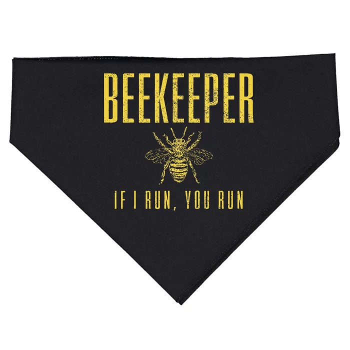 Beekeeper If I Run You Run Funny Beekeeping Beekeeper Gift USA-Made Doggie Bandana