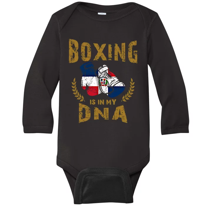 Boxing Is In My Dna Dominican Republic Flag Boxing Gloves Gift Baby Long Sleeve Bodysuit