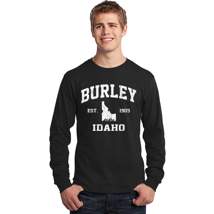 Burley Idaho ID Vintage State Athletic Style Long Sleeve Shirt