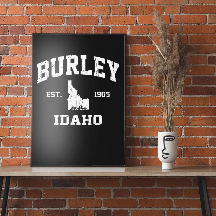 Burley Idaho ID Vintage State Athletic Style Poster