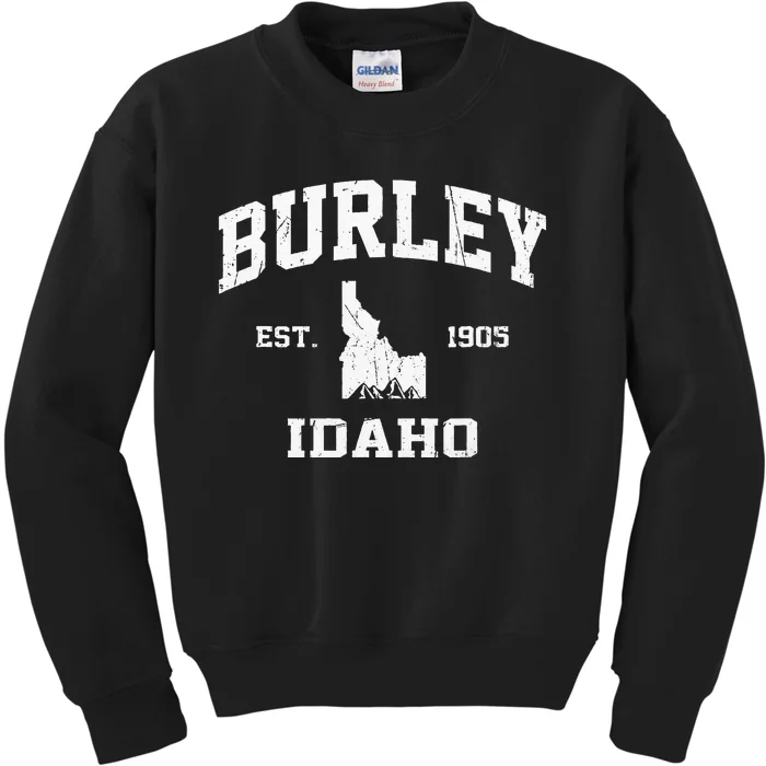 Burley Idaho ID Vintage State Athletic Style Kids Sweatshirt