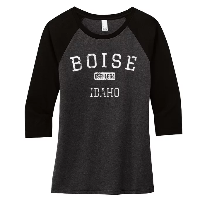 Boise Idaho ID Vintage Women's Tri-Blend 3/4-Sleeve Raglan Shirt