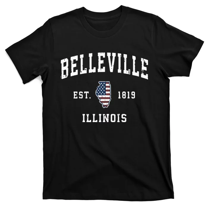 Belleville Illinois Il Vintage American Flag Sports T-Shirt