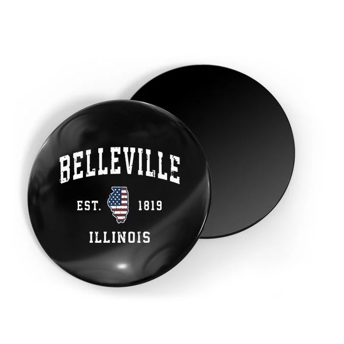 Belleville Illinois Il Vintage American Flag Sports Magnet