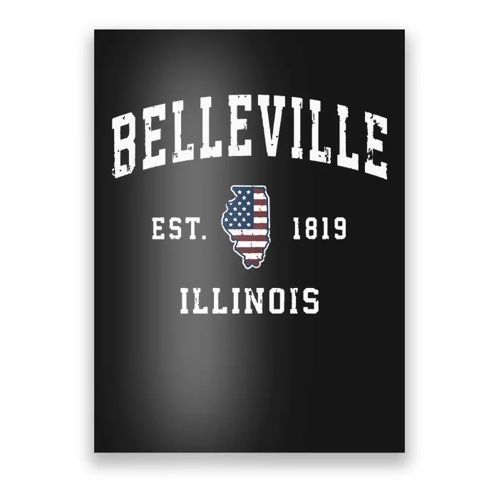 Belleville Illinois Il Vintage American Flag Sports Poster