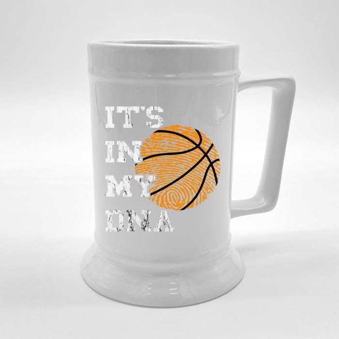 Basketball It's In My DNA Fingerprint Playing Basketball Front & Back Beer Stein