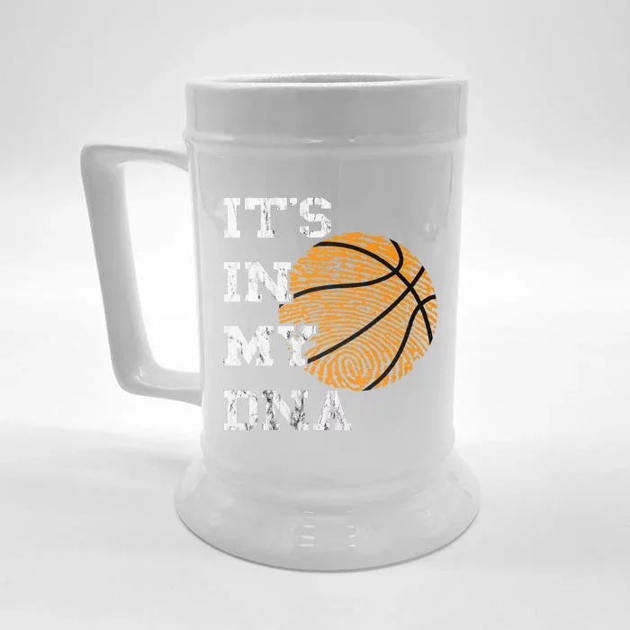 Basketball It's In My DNA Fingerprint Playing Basketball Front & Back Beer Stein