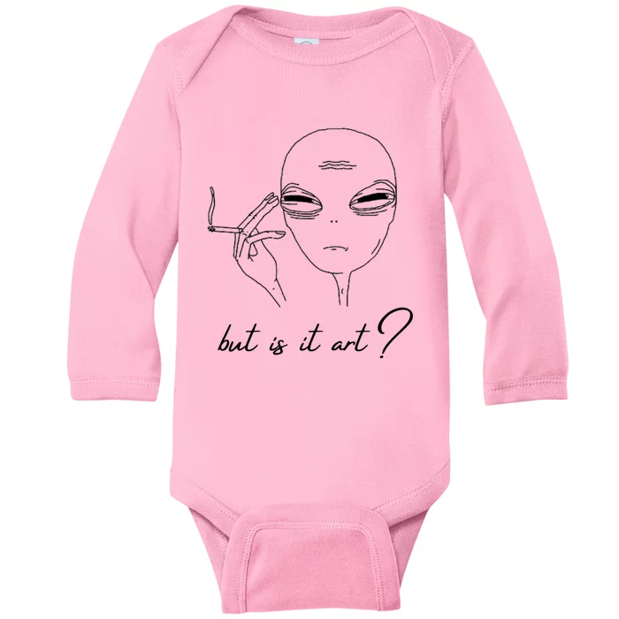 But Is It Art? Funny Smoking Alien Baby Long Sleeve Bodysuit