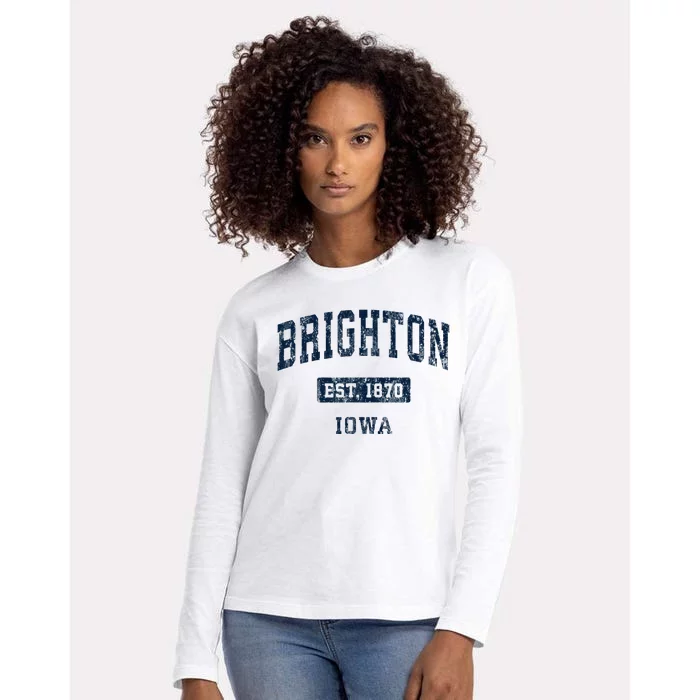 Brighton Iowa Ia Vintage Sports Established Womens Cotton Relaxed Long Sleeve T-Shirt