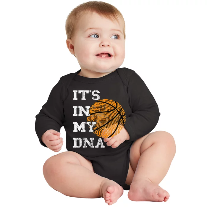 Basketball It's In My DNA Fingerprint Playing Basketball Baby Long Sleeve Bodysuit