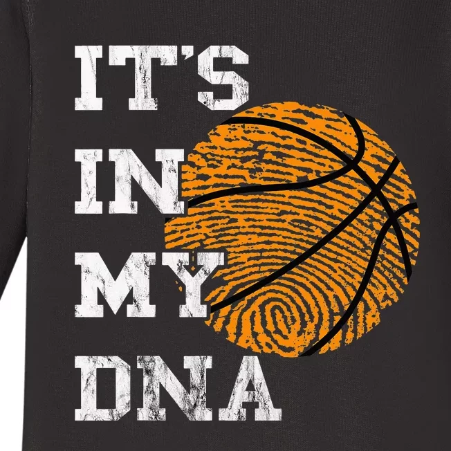 Basketball It's In My DNA Fingerprint Playing Basketball Baby Long Sleeve Bodysuit