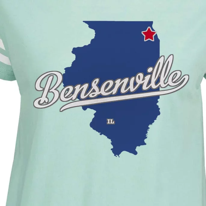 Bensenville Illinois Il Map Enza Ladies Jersey Football T-Shirt