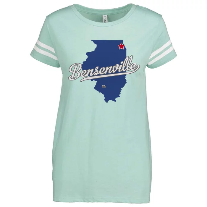 Bensenville Illinois Il Map Enza Ladies Jersey Football T-Shirt